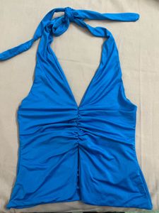 V-Neck Halter Ruched Top