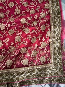 Vibrant Pink embroidered  Saree