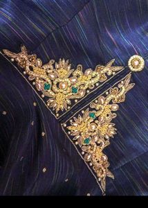 bust 40 Elegant Navy Blue Ethnic Gown