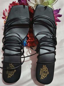 New Black Tie up lace heels Sandals