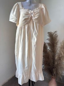 Cream Puff Sleeve Midi Dress