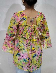 Vibrant Floral Smocked Top