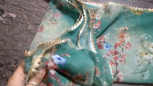 Beautiful Floral Saree with Red Dupatta