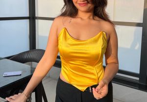 Yellow Satin Corset Top✨