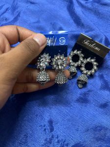 Oxidized Jhumka Earrings Set