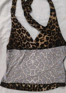 Leopard Print Halter Neck Top