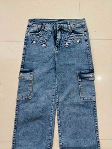 Women’s Wide Leg Cargo Jeans Combo – 2 Pieces