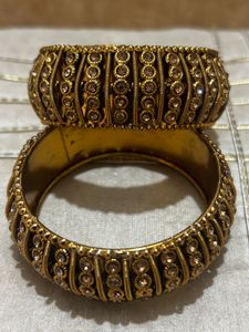 Exquisite Embellished Gold Bangles