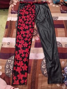 Stylish Black &amp; Red leather Pant