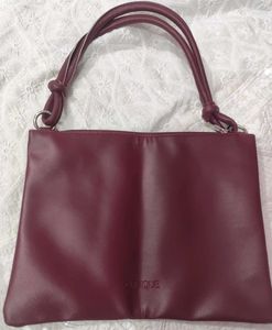 Clinique Burgundy Leather Shoulder Bag