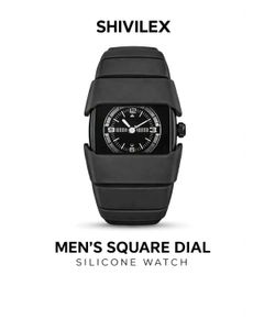 Men's Black Square Dial Watch