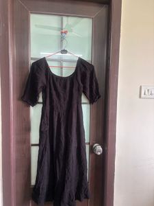 Black Square Neck Midi Dress