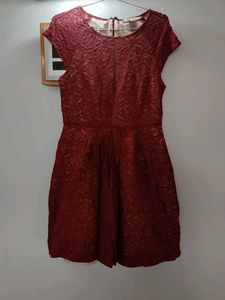 Elegant Red Lace Fit & Flare Dress