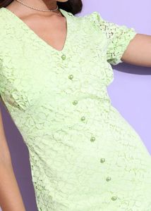 Tokyo Talkies Lime Green Lace Mini Dress