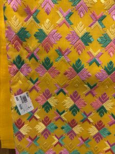 Embroidered Yellow Kurta Set Material with Dupatta