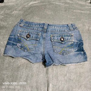 Distressed Blue Denim Shorts