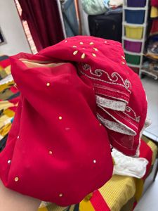 Elegant Red Dupatta with Gold Embellishments