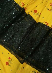 Stylish printed yellow frock