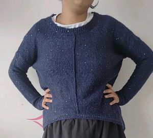 vero moda Sparkly Blue Knit Sweater with sequence