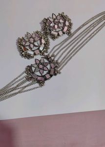 Oxidise Mirror Choker  Set ( New Without Tag)