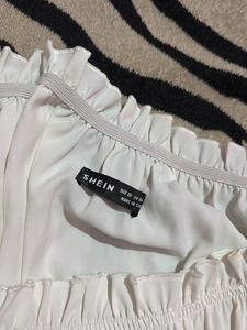 White Off-Shoulder Ruffle Crop Top