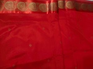 Vibrant Red Silk Saree  without blouse