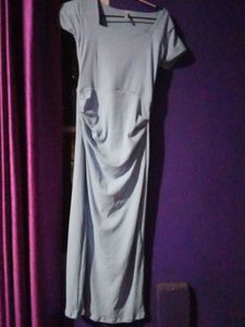 Light Blue Ruched Maxi Dress