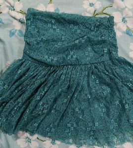 Teal Lace Mini Skirt