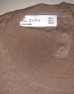 ZARA Mocha-Brown Fine-Knit Top — Rare-to-Find