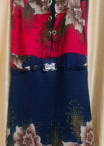 Vintage Floral Print Button-Up Dress