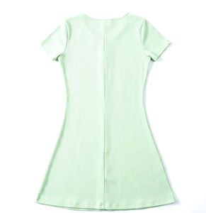 Light Green Ribbed Square Neck Dress🪄🪄