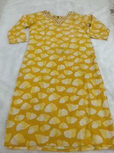 Yellow Printed Kurta Set