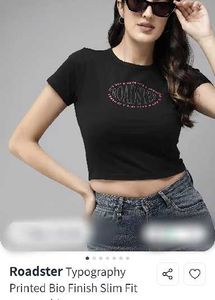 Roadster Black Printed Crop Top