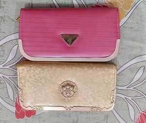 Chic Pink & Gold Evening Clutch Set