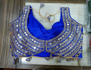 Blue Mirror Work Blouse