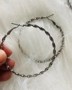 Grey Plated Braided Hoops