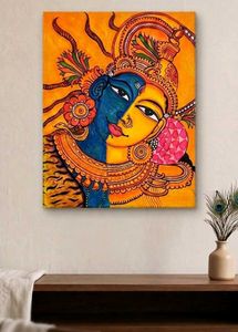 Handmade Kerala Mural Style Shiva Parvati / Hariha