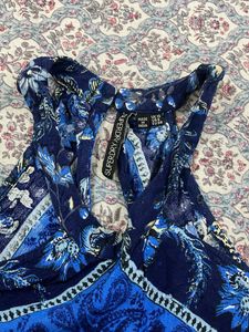 Blue Floral Halter Neck Romper