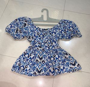 Stylish Off-Shoulder Printed Peplum Top