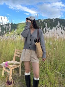 Grey Cardigan with Black Heart Detail