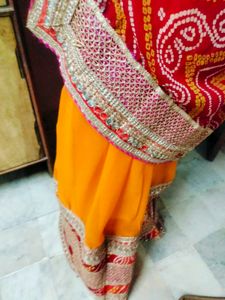 Vibrant Orange and Red Saree