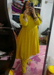 Yellow Anarkali Kurta Set (women's)