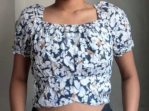 Floral Print Smocked Crop Top