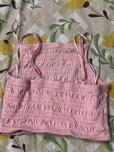 Cute Pink Smocked Crop Top
