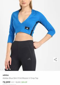 Adidas Blue Slim Fit Crop Top