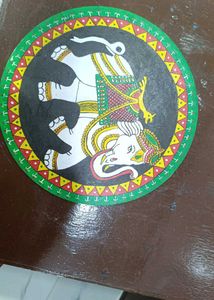 Hand-Painted Elephant Decor Wood Plate