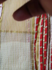 Red And Cream Saree