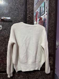 Cream Knit Sweater with Embellishments