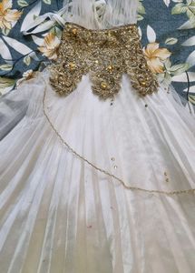 White & Gold Embellished Ethnic Gown