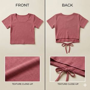 Pink Cropped Tie-Back Top